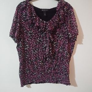 I.N.C Plus Size Pink Leopard Woman's Top Blouse